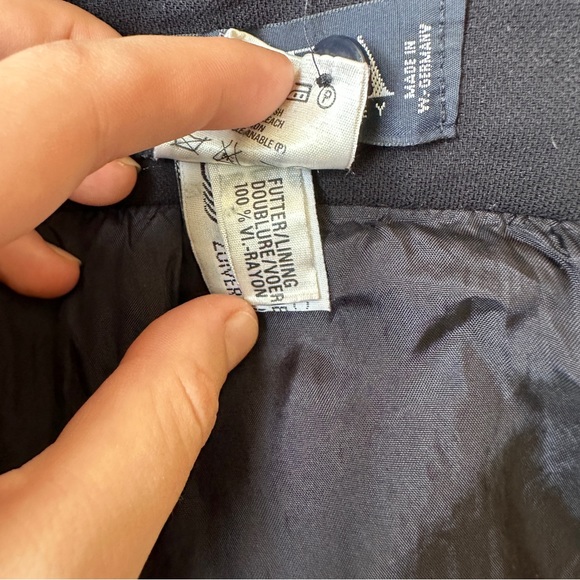 ESCADA VINTAGE 100% VIRGIN WOOL BLACK MIDI FLUTE SKIRT RUFFLE HEM MERMAID M-L - Picture 6 of 8